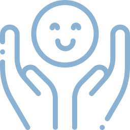 Individuelle Teilnehmerbetreuung Handy die ein Smiley halten